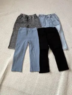 キッズパンツ 4点セット 黒 青 グレー　100センチ