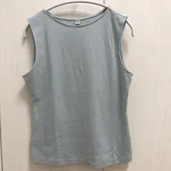 １回着用のみ UNIQLO ボートネックブルー ノースリーブ T Lサイズのサムネイル
