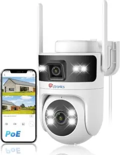 デュアルレンズ 防犯カメラ 屋外 PoE対応 2.4/5GHzWiFi自動追尾のサムネイル