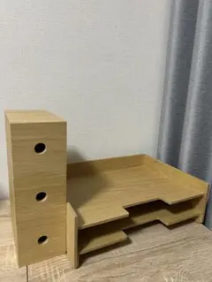 無印良品　木製小物収納3段　木製書類トレーA4・2段