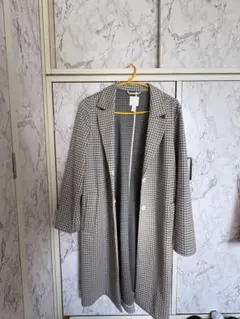 H&M チェック柄 ロングコート EUR34P、UK6P、CN150/80A