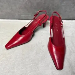 美品☆Ralph Lauren ラルフローレン スリングバックパンプス レッドのサムネイル
