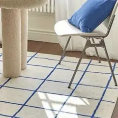 ラグ、カーペット、ホワイトブルーチェック