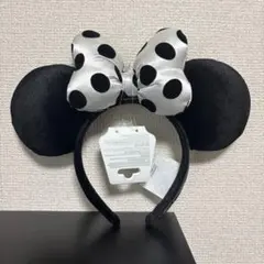 新品未使用　海外ディズニー ミニー カチューシャ 白黒ドット モノトーン 新品未使用 海外ディズニー ミニー カチューシャ 白黒ドット