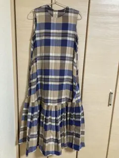 無印　マドラスチェック　ノースリーブワンピース