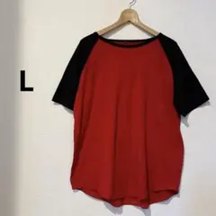 SHEIN レッド ブラック Tシャツ Lサイズ 半袖 メンズ レディース