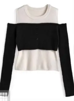 GRL レイヤード風オフショルダーニットトップス