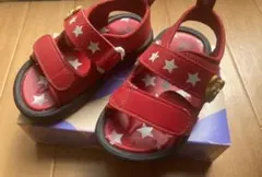 ミキハウス 赤い星柄 ベビーサンダル 14.0