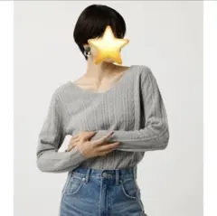 AZUL BY MOUSSY 薄手ニット 長袖 グレー Sサイズ