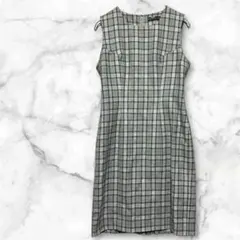 アンドマンシュ　ノースリーブワンピース　グレー系チェック 　ひざ丈　M 美品