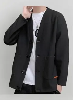 [Poperdision] カーディガン メンズ ジャケット ブラック　Lのサムネイル