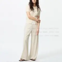 クレープジャージーストレートパンツ　NATURAL　S　UNIQLO
