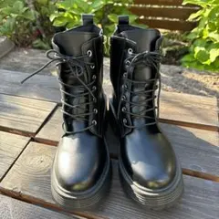 最終値下げ　新品　未使用　レディース　黒　ブーツ　厚底ブーツ　24.5cm