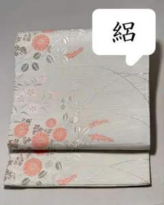 6k1416 名古屋帯 夏帯 夏物 紗 白 赤 柄物 和装 着物 洗える帯 - メルカリ