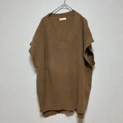 ニットベスト　重ね着　オーバーサイズ　F ブラウン　シンプル　おしゃれ　かわいい
