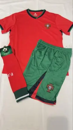 140cm 【ポルトガル】25-26年度新モデル 子供サッカーユニフォーム3点