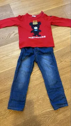 MIKIHOUSE 赤いクマプリント Tシャツ