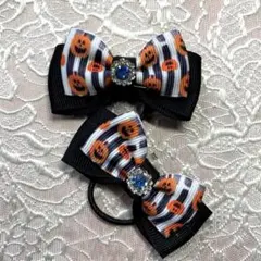 パンプキン柄リボンヘアゴム