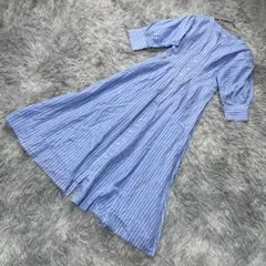 専用ナチュラルビューティーベーシック ドルマン袖 ストライプ シャツワンピース