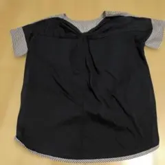 新品　バイカラー 半袖カットソー ストライプ切替のサムネイル