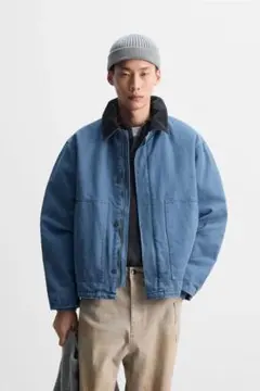 ZARA ダックジャケット　ブルー　Lサイズ