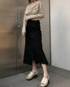 MURUA アシンメトリー　マーメイドスカート　ブラック　デニム生地