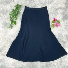 【NARACAMICIE】フレアロングスカート ネイビー (1) ミモレ丈 S