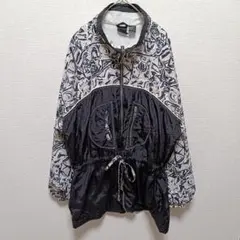 ❤90s ルコック 総柄 ブルゾン スタンドカラー 長袖 S 黒 白 ナイロンのサムネイル