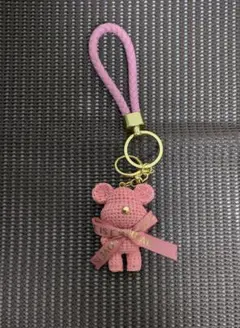くま キーホルダー ピンク チャーム
