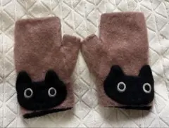MATANO ATSUKO マタノアツコ　手袋　黒猫　 ピンク 指なし手袋のサムネイル