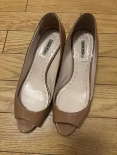miumiu ビジュー オープントゥパンプス シューズ サンダル24cm