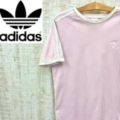 IR134《半袖リンガーTシャツ》アディダス　トレフォイル刺繡ロゴ　スリーライン