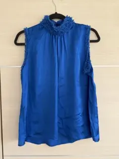 ZARA ブルー ノースリーブ シャツ フリル付き