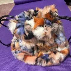 AS KNOW AS PLUS フラワーファー巾着バッグ