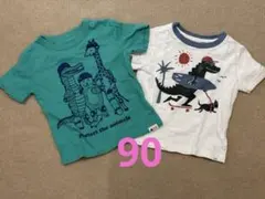 【90cm】Gap ベビー 半袖 Tシャツ グリーン ホワイト 2枚セットのサムネイル