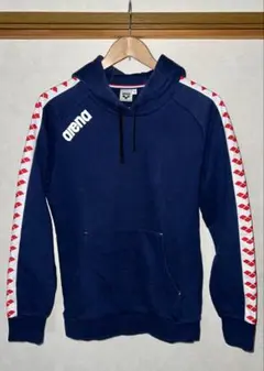 arena ジャージ　ネイビー フード付きパーカー S