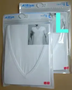 AIRism Vネック Tシャツ Lサイズ ホワイト ユニクロ