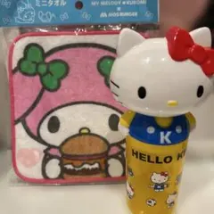 マイメロディ ミニタオル & ハローキティ カップ　おしぼりケース　マルチケース