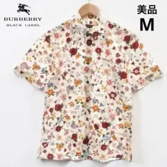 美品✨バーバリーブラックレーベル アロハシャツ 花柄 総柄 半袖 M薔薇のサムネイル