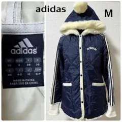 【SALE】平成レトロ●adidas●ポンポン付コート●ネイビー●M●アディダス