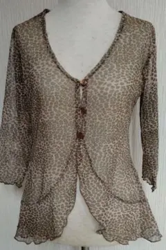 レオパード柄 七分袖カーディガン