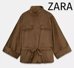 【新品】ZARA スエード風サファリシャツ M