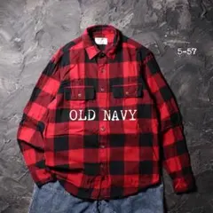 OLD NAVY ネルシャツ　チェック　コットン　レッド　ブラック