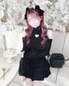 ♡ハニーミュウ ドットチュール肩あきフリルトップス ブラック honeymew♡ ミシェルマカロン ハニーミュウ ドットチュール肩あきフリルトップス
