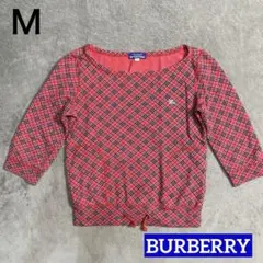 バーバリー　ロンドン　トレーナー　7部袖　赤　ブルーレーベル　カットソー