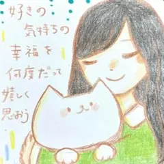 【469】【女の子と猫の絵】オリジナルアナログ手描きイラスト原画　自作創作アート