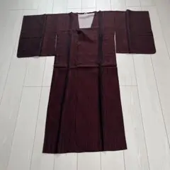【昭和レトロ】道中着 アセテート縦波模様 濃赤×黒 和装コートのサムネイル