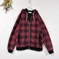 バックナンバー 裏ボア ジップパーカー チェック柄 裏起毛 ジャケット 防寒 Lのサムネイル