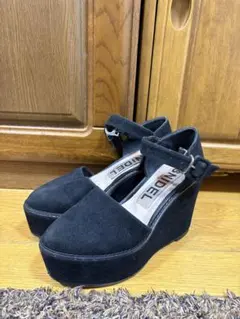SNIDEL 厚底 ストラップ パンプス ブラック Lのサムネイル