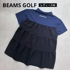 ビームスゴルフ】美品 モックワンピース グレー 背面ロゴ M レディース